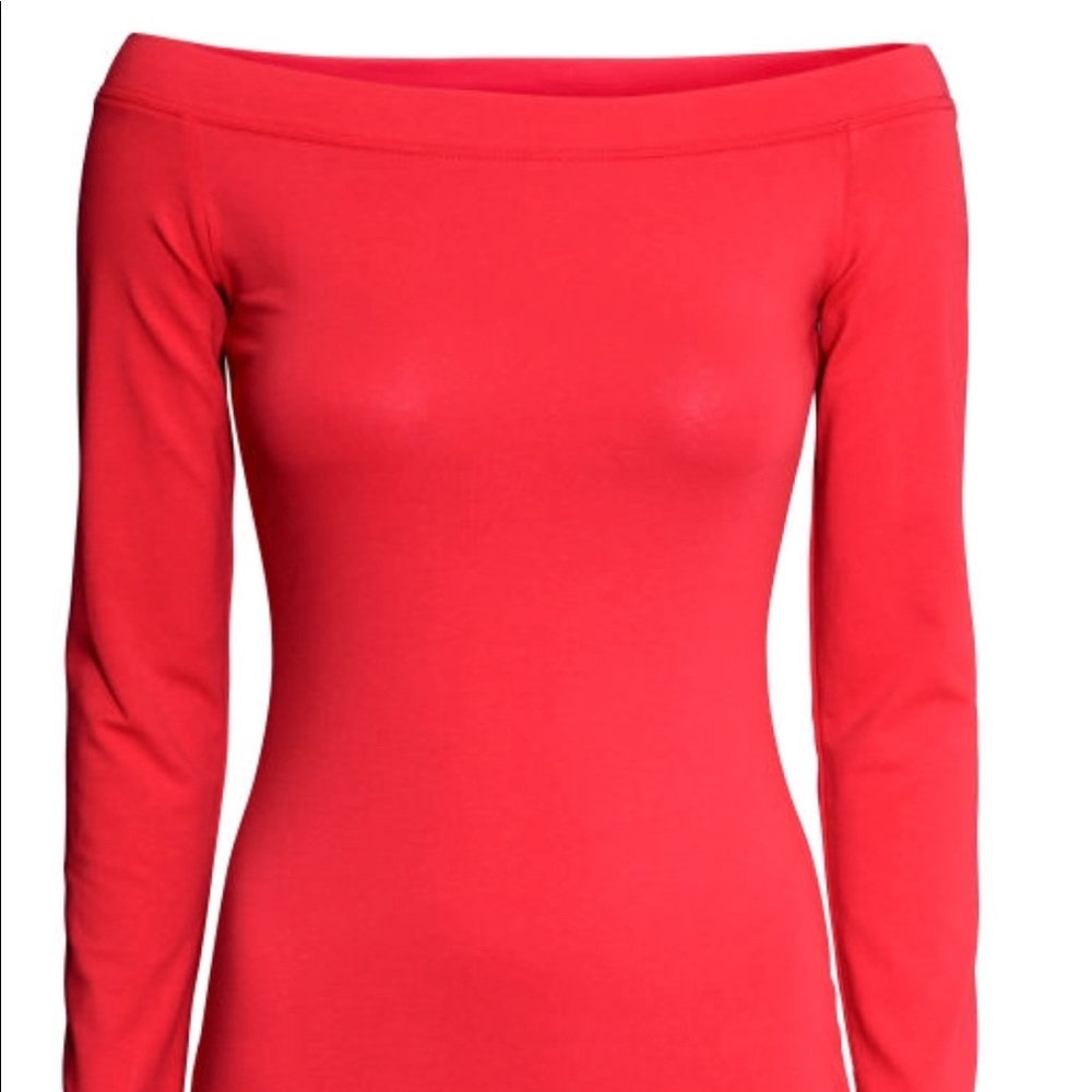 H&M Off Shoulder Red Dress - Picture 7 of 7